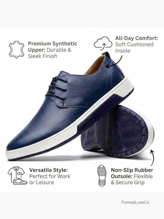 Men\'s Casual Oxford Shoes – Breathable Dress Loafers Lace-Up Sneakers